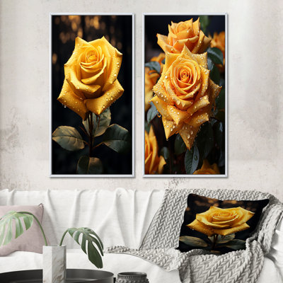 «Yellow Black Rose Elegance» - 2 pièces