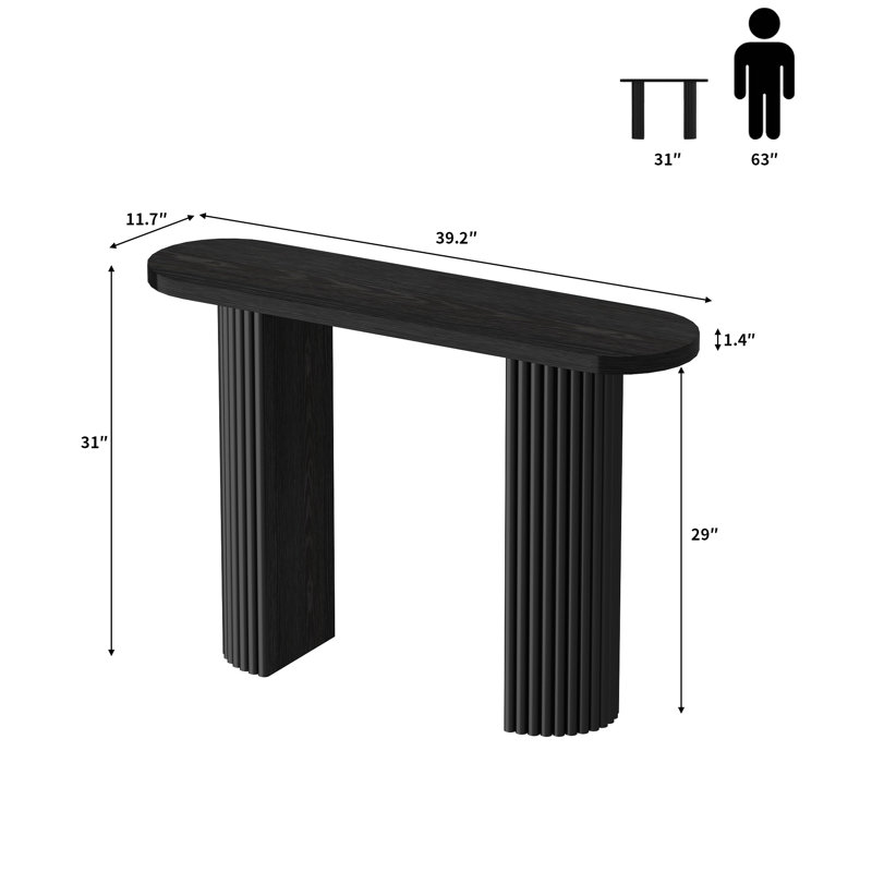 Console Gennari, H 31 po x l 39,2 po x P 11,7 po, Noir