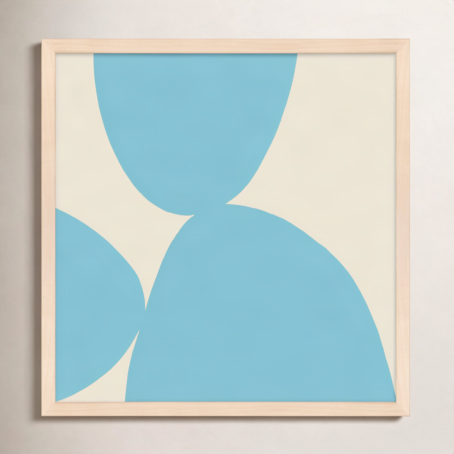 Black Ink "Blue Ink 1" Painting, 16" H x 16" W x 1.25" D, Maple Framed