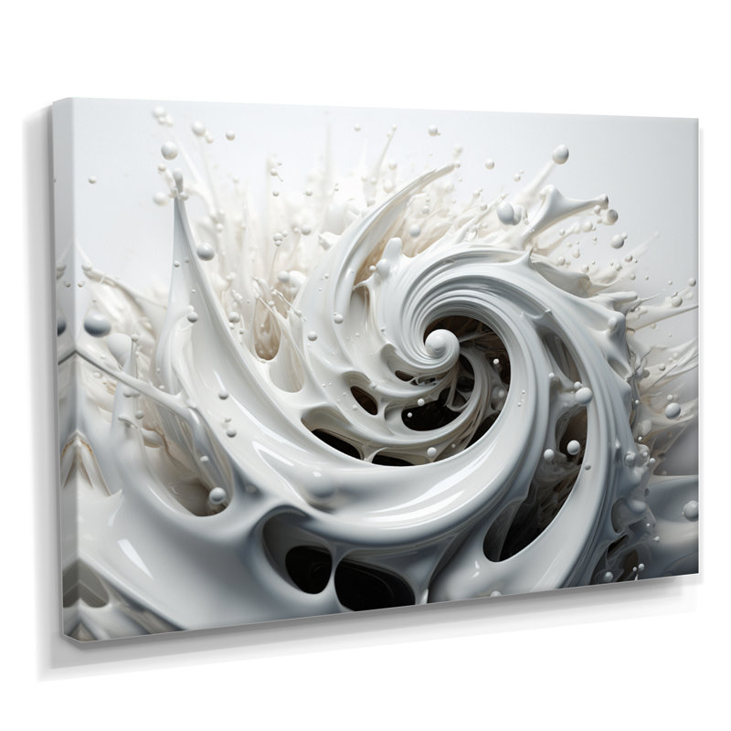 Liquide, tourbillon de tourbillon noir et blanc II - spirales abstraites, art mural, Toile tendue