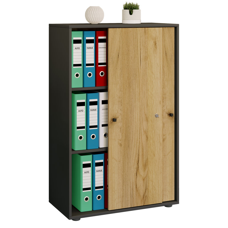 Reyanna Storage Cabinet, Black/Natural