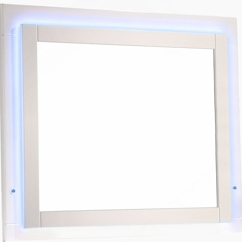 Ensemble de chambre avec grand lit 5 pièces blanc brillant