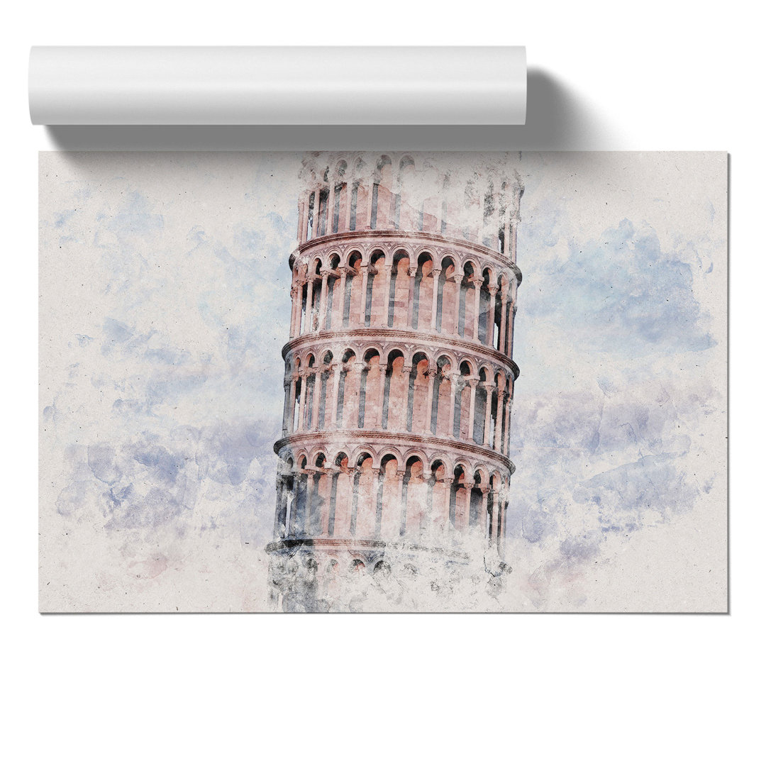 Leaning Tower of Pisa Watercolour - Frameless Print