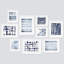 Impression moderne de motifs abstraits bleu marine à l'encre bleu marine pour le salon, la chambre à coucher, le bureau, impression sur papier, 9 pièces-92584355