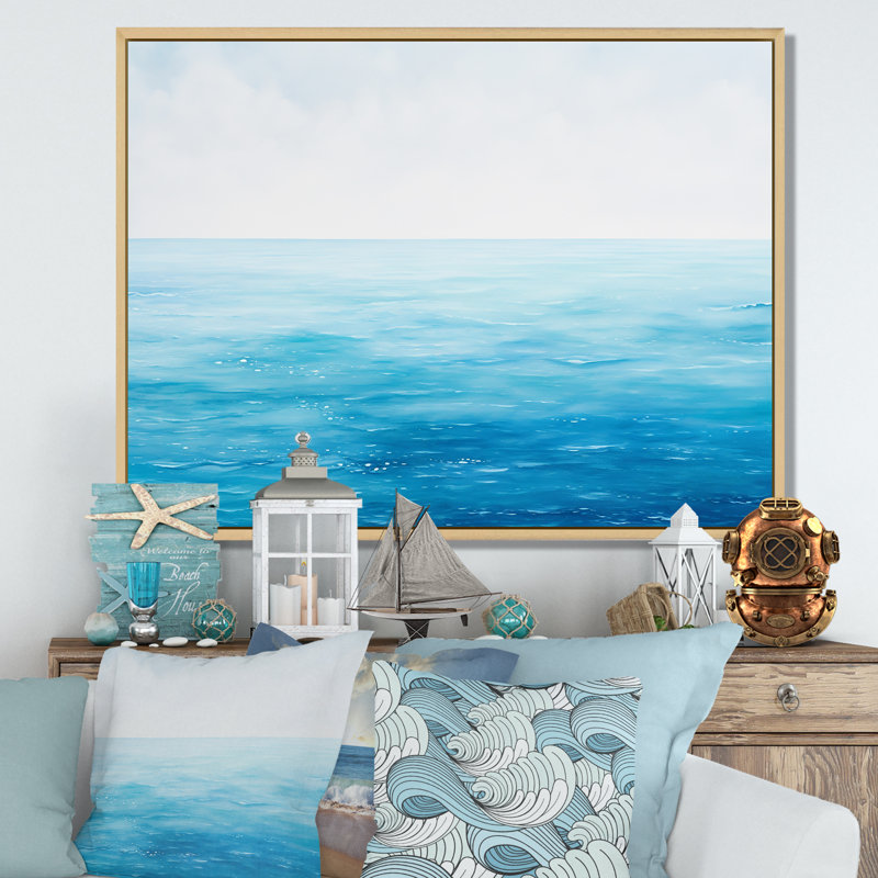«Blue Ocean In Motion Scenery I», reproduction sur toile, H 34 po x l 44 po x P 1,5 po, Cadre naturel flottant