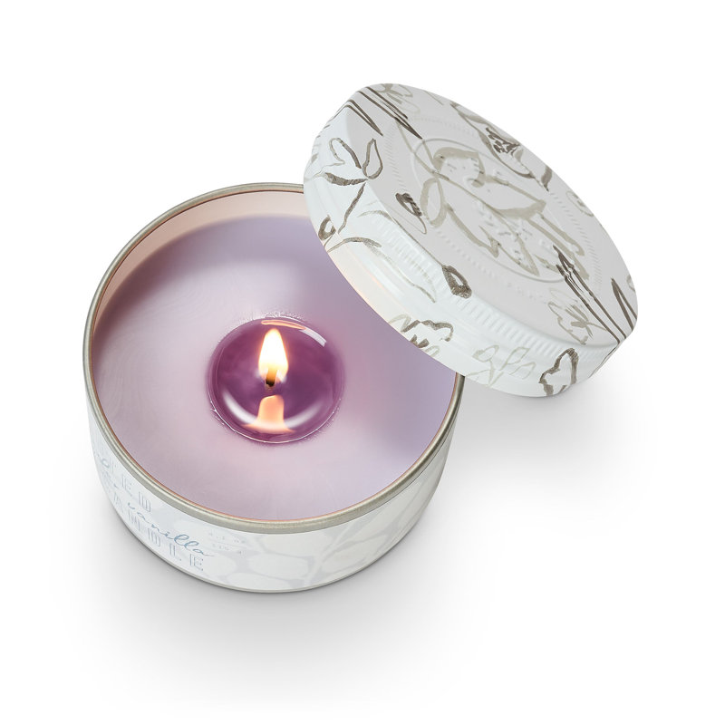 Bougie lavée à la vanille, Boîte de conserve 4,1 oz argentée / florale