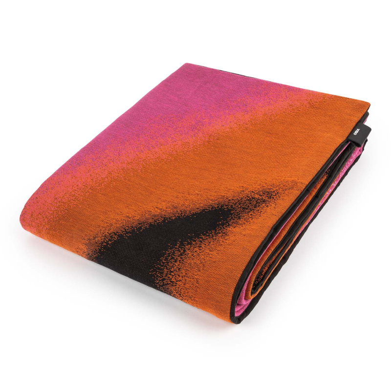 Hand Woven Throw Blanket, Pink/Orange/Black/White