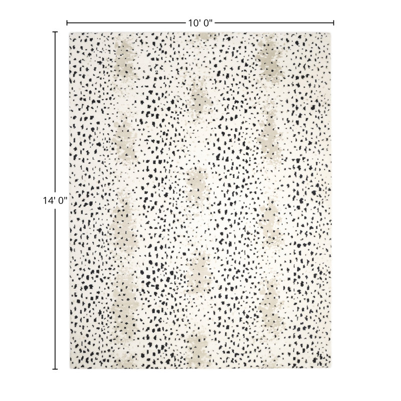 Louis Animal Print Hand-Knotted Wool/Cotton Ivory Area Rug, Rectangle 10' x 14', Blue