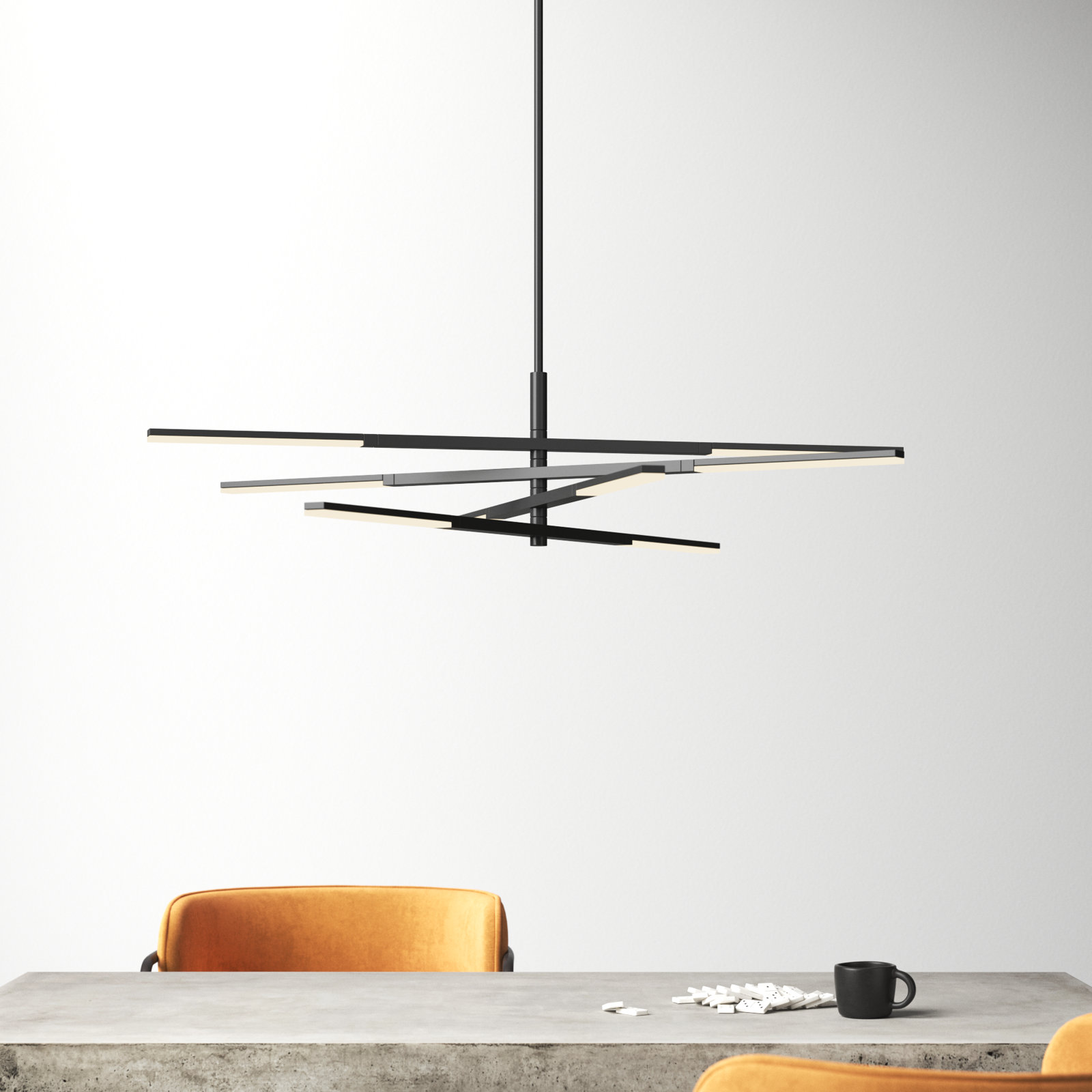 Erik 8 - Light Dimmable LED Sputnik Modern Linear Chandelier, Black