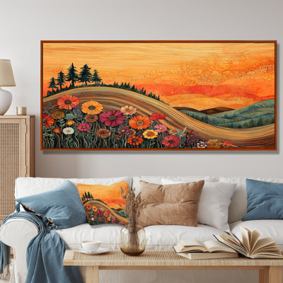 Fleurs saisonnières dans un paysage de campagne III - Fleurs murales saisonnières