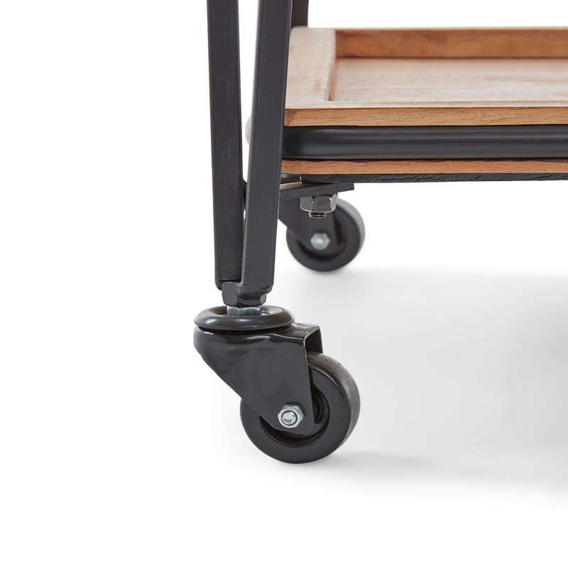 Cooper Black Metal and Wood Bar Cart with Storage