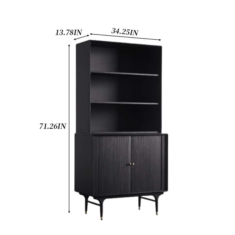 Black Large Capacity Storage Cabinet Bookcase