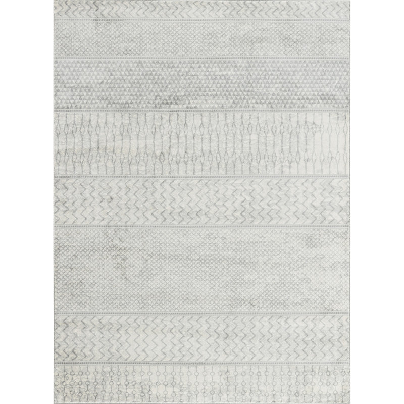 Mary Power Loom Grey/Ivory Rug, Rectangle 130cm x 180cm