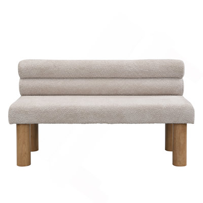 Upholstered Dining Bench, End Of Bed, Entryway Bench, Boucle Ottoman For Dining Room, Bedroom, Living Room, Rubber Wood Leg
