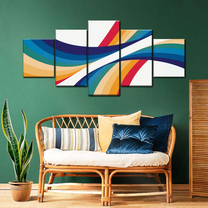Rainbow Ribbon Twist - 5 pièces sur toile tendue, H 24 po x l 55 po x P 1,25 po