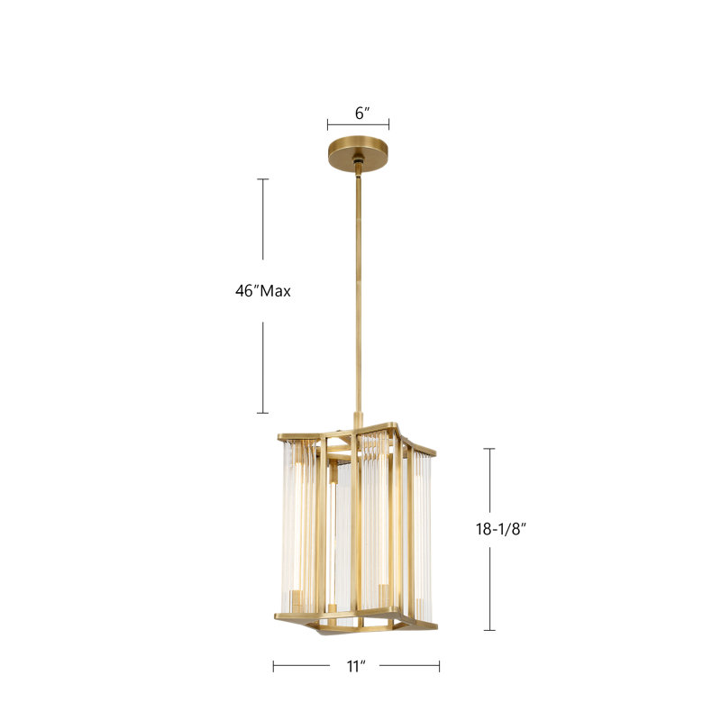Sabre 4 - Light LED Pendant, Polished Nickel/Ribbed Glass