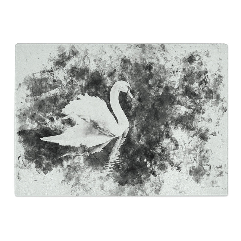 Tempered Glass Swan Chopping Board, 20 cm x 28.5 cm
