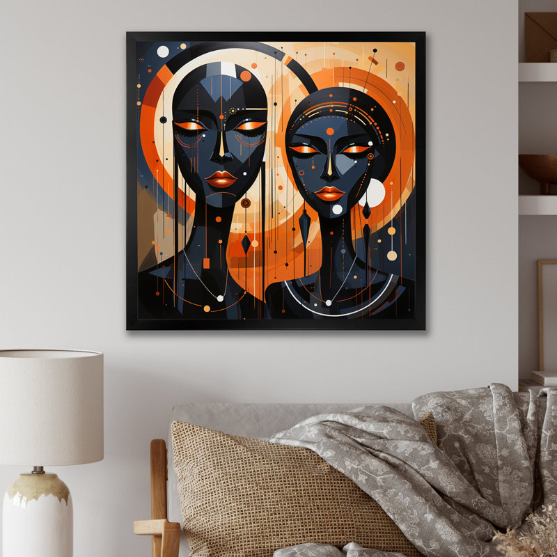 «African Soulful I» sur toile, Cadre simple noir, H 16 po x l 16 po x P 1 po