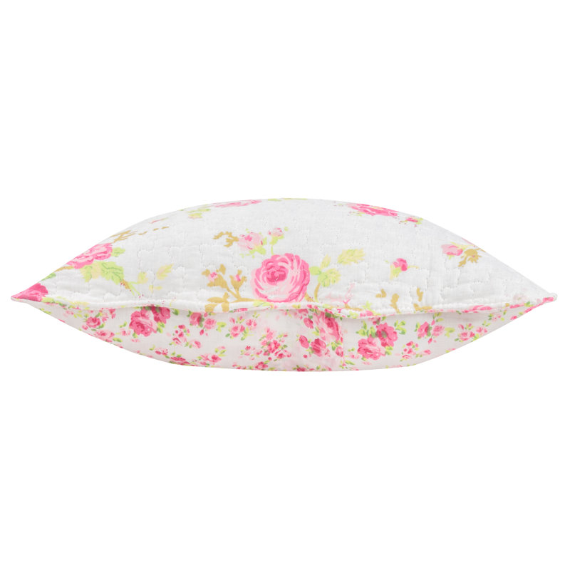 Floral White/Pink Square Throw Cushion