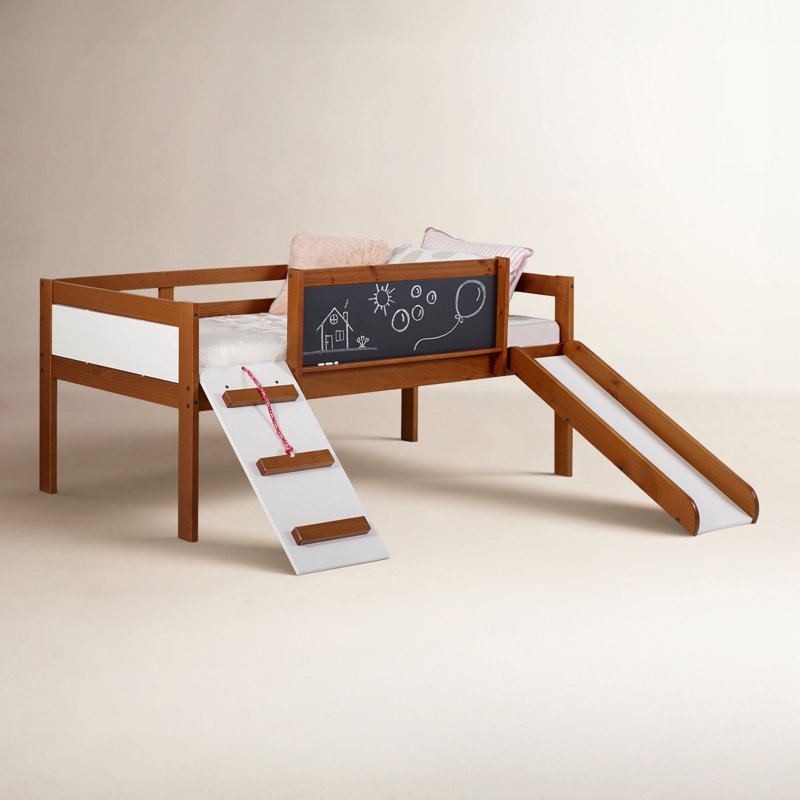  Lit plateforme simple en bois massif par Donco Kids, Espresso/blanc