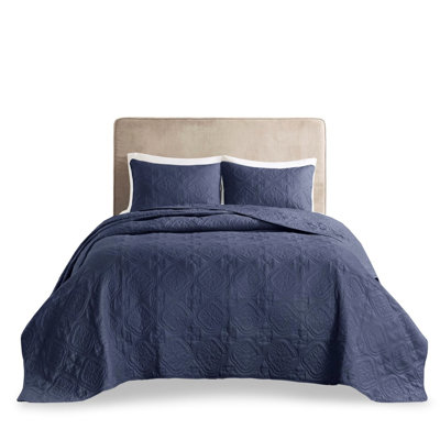 Bedspread 3 Piece - Filling, Medallion Rustic Style, Oversized For A Natural Draping, Machine Washable, 2 Shams Reversible , Artsy, An Artistic Drape,