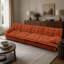 Canapé de 138 pouces à 4 places Cloud, canapé modulaire modulaire avec assise profonde et coussins décoratifs en treillis, tissu chenille respirant, orange