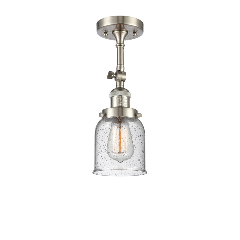 Applique murale 1 lumière 8 po Bell, Ampoule à DEL rétro de 6 watts, Grainé, Nickel satiné brossé