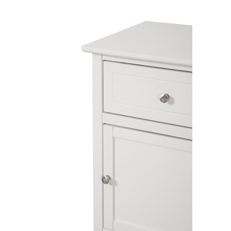 Transitional White Wood and Nickel 1-Drawer Nightstand
