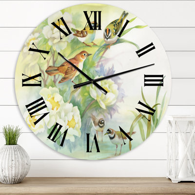 Flowers and Birds In Rustic Scenery - Traditional wall clock