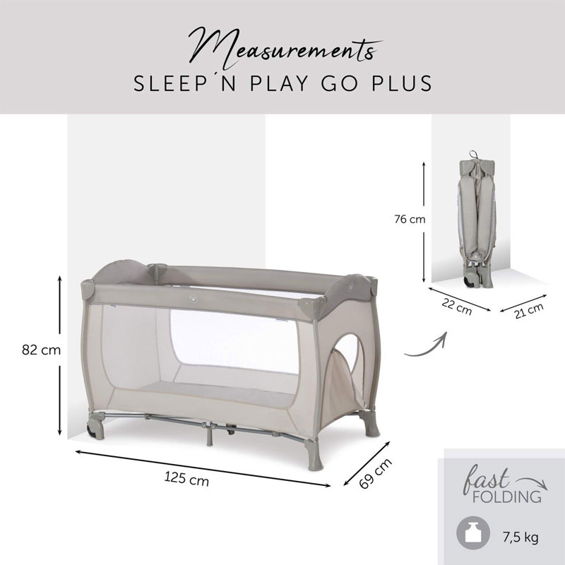 hauck Sleep N Play Go Plus Foldable Travel Bed and Playpen with Mattress, Beige