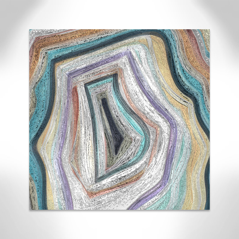 Agate moderne bleu sarcelle - peinture, Toile tendue, H 40 po x l 40 po x P 1,38 po