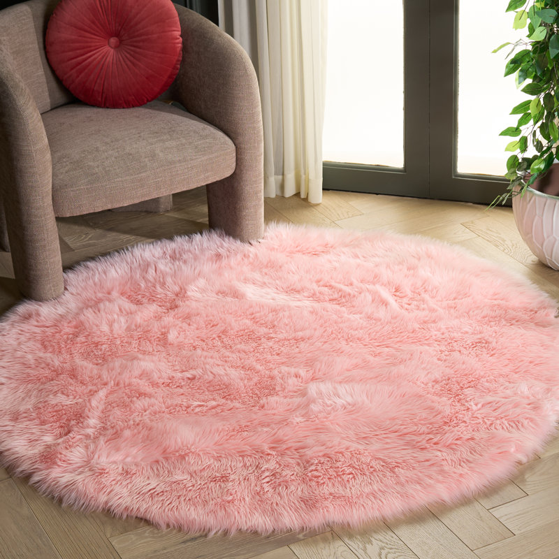 Tapis rose Martinette, Rond 5 pi