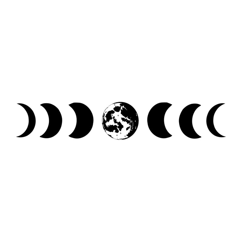 Décalcomanie murale phases de lune, Noir