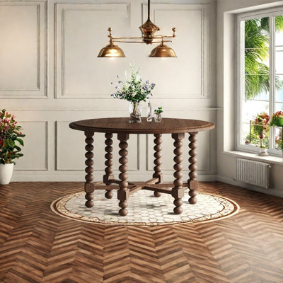 Round multilayer solid board dining table