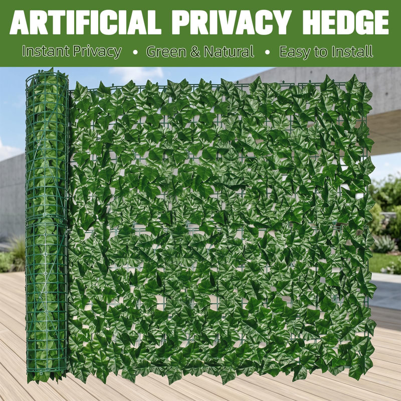 Panneau de clôture d'intimité artificiel Ivy, H 5,91 po x l 6,3 po x P 41,34 po, Vert foncé