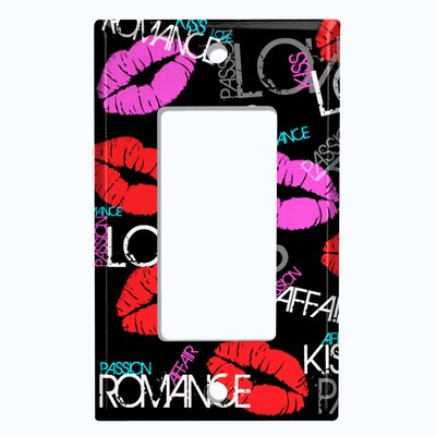 Metal Light Switch Plate Outlet Cover (Love Kiss Black - Single Rocker) -  WorldAcc, F-R1-LoveKissBk