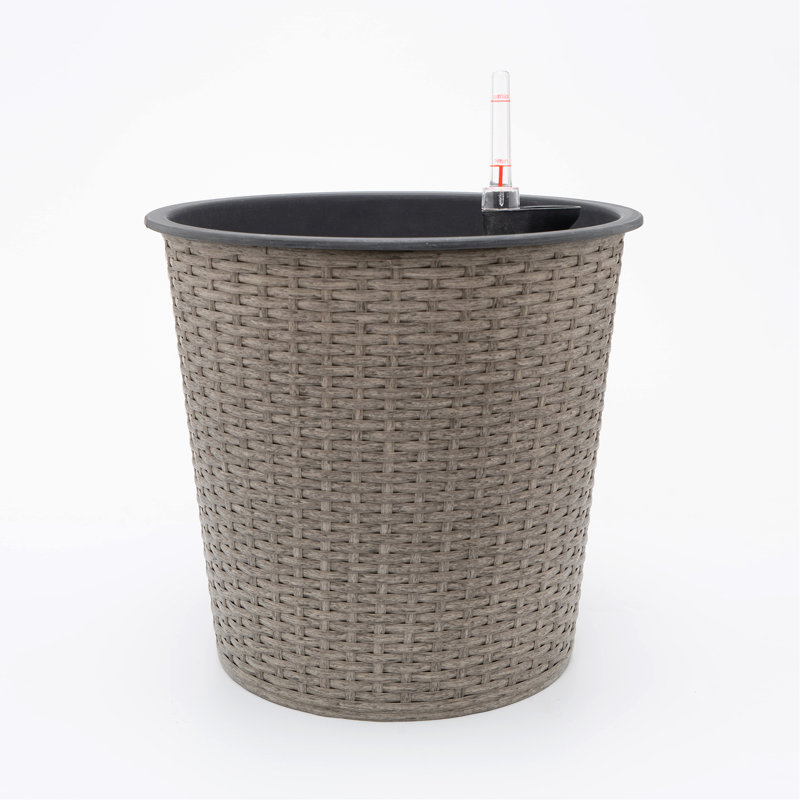 13 In.Gray Wicker Self-Watering Planter