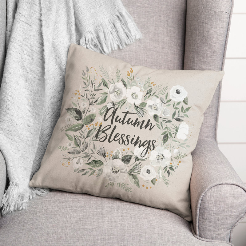 Wreath Blessings Square Pillow Cover & Insert, 18" H x 18" W