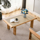 Modern and minimalist rectangular rattan tabletop with rubber wooden legs, imitation rattan woven Chinese side table