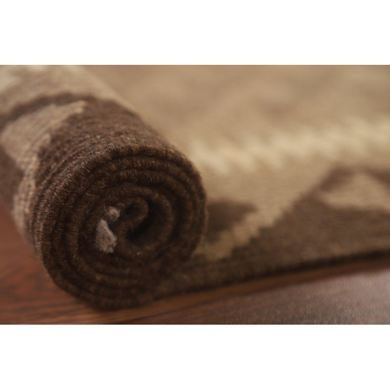 Reversible Kilim Brown Wool Area Rug 3x5