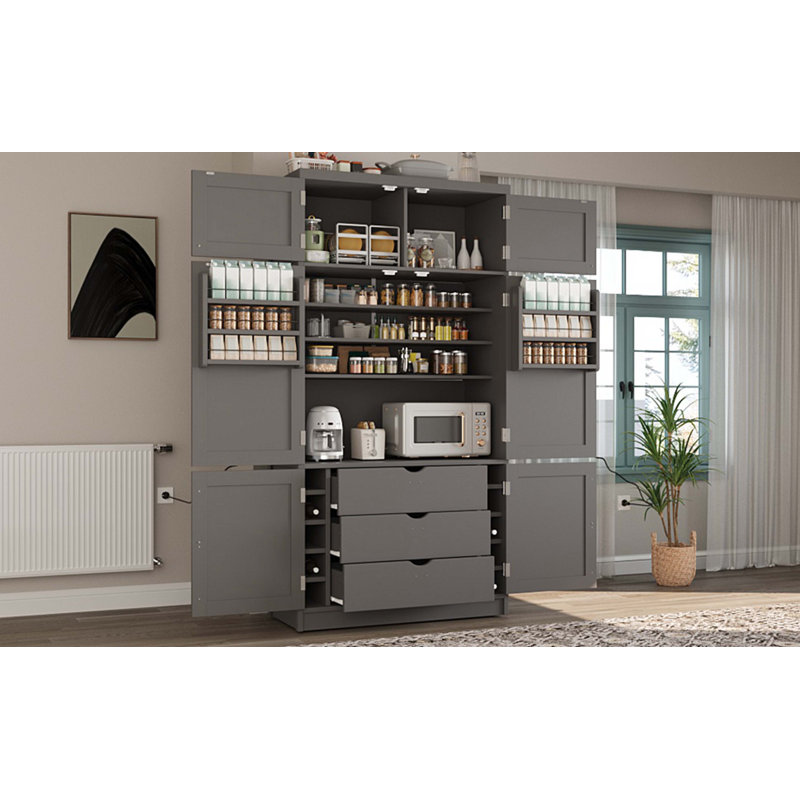 80.1'' Tall Freestanding Kitchen Pantry, Gray