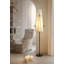 Lampe sur pied de style Mid-Century avec structure en quincaillerie, tissu et éléments en PVC