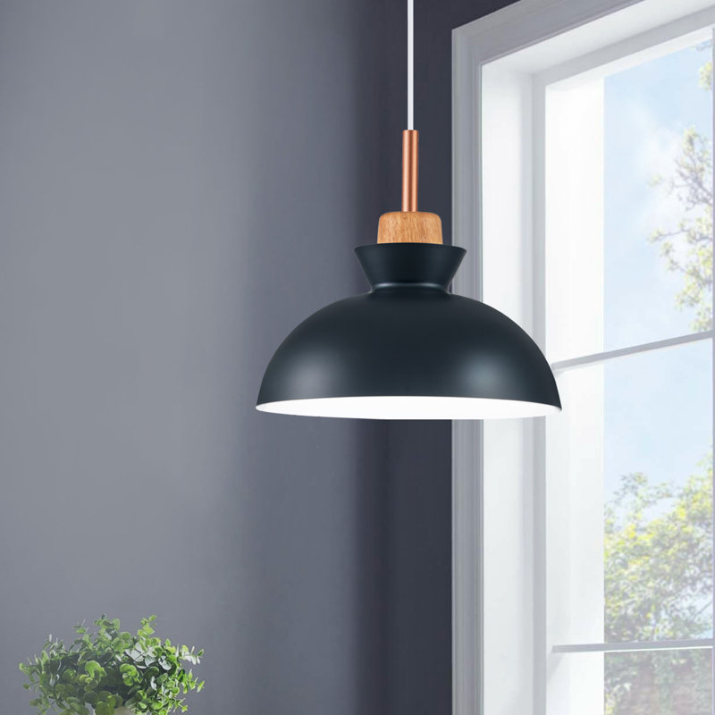 Ozma 1-Light Adjustable Aluminum Dome Pendant, Blue
