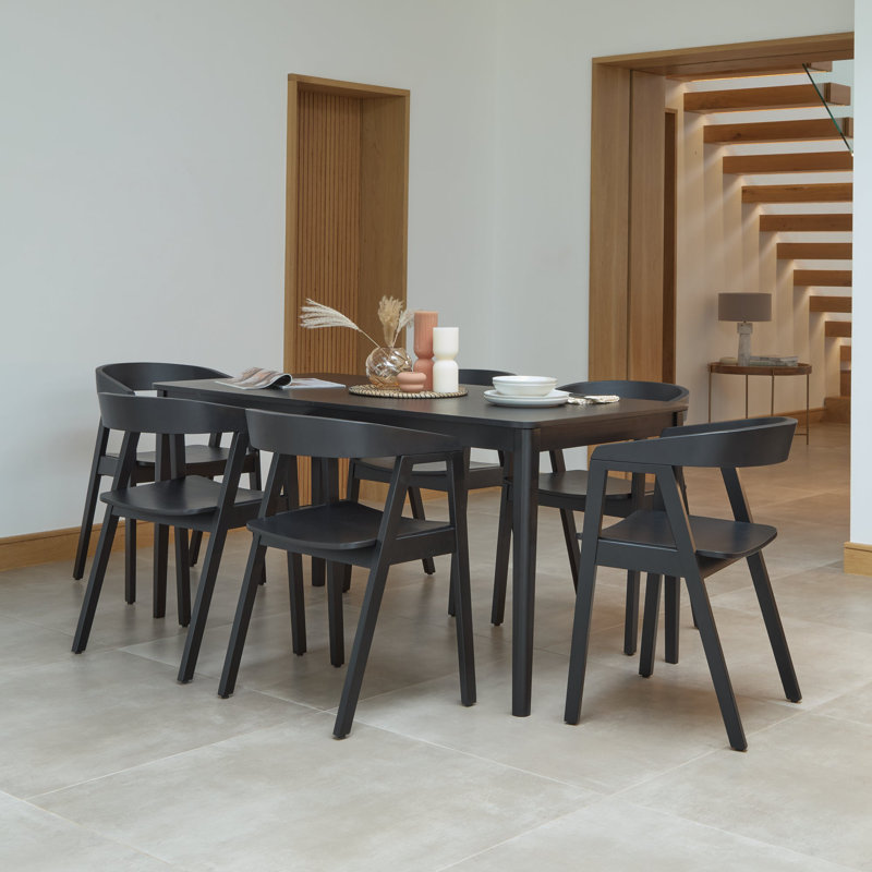 Oak Extending Dining Table Set - 6 Seater - Oak Chairs, Black
