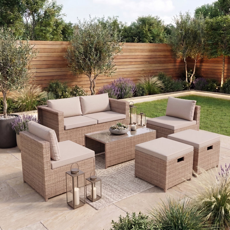 6 - Piece 6 - Person 48Cm L Outdoor Dining Set, UKFR Certified, Natural