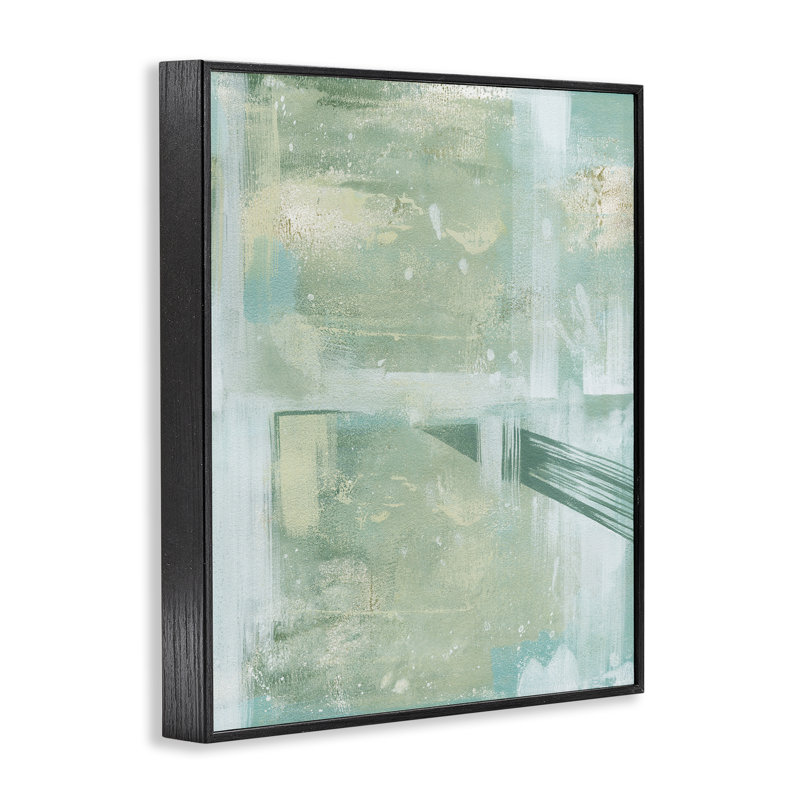 Giclée verte abstraite encadrée par Grace Popp, H 14 po x l 11 po, Giclée encadrée noir minuit
