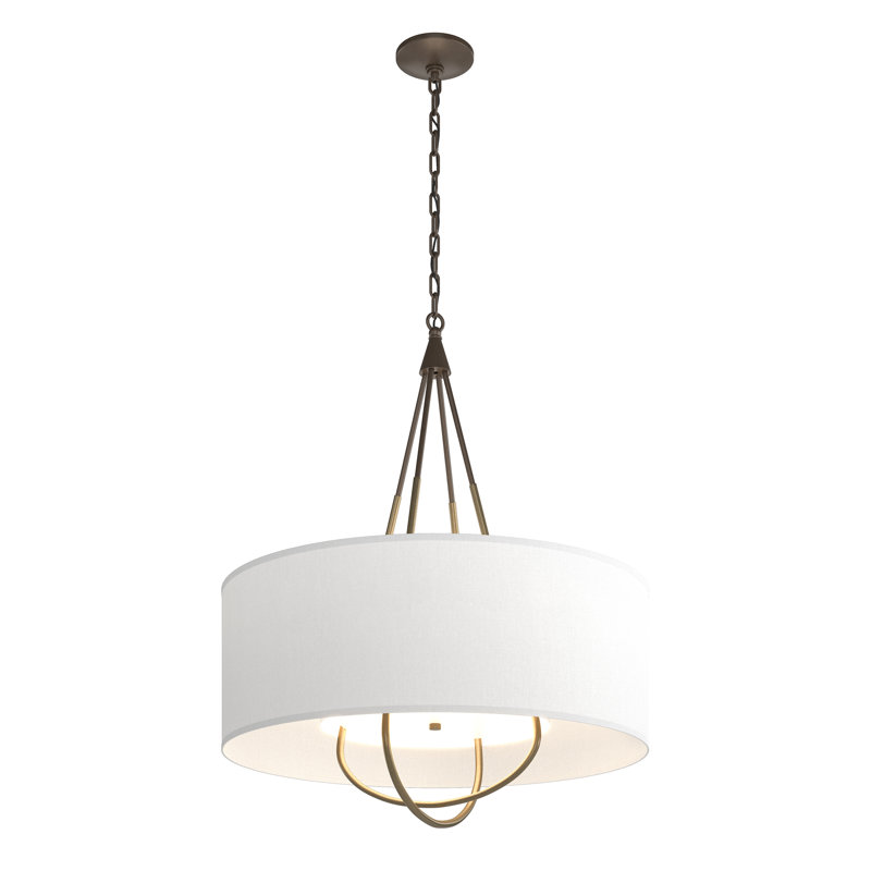 Lustre 4 lumières Loop, Or doux, Anna ton naturel, Bronze
