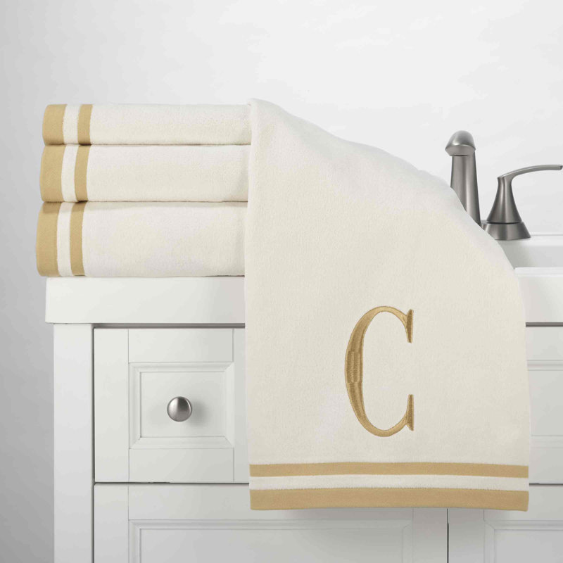 IVR/GLD Monogram Towel Set, 3 Piece Towel Set, Ivory