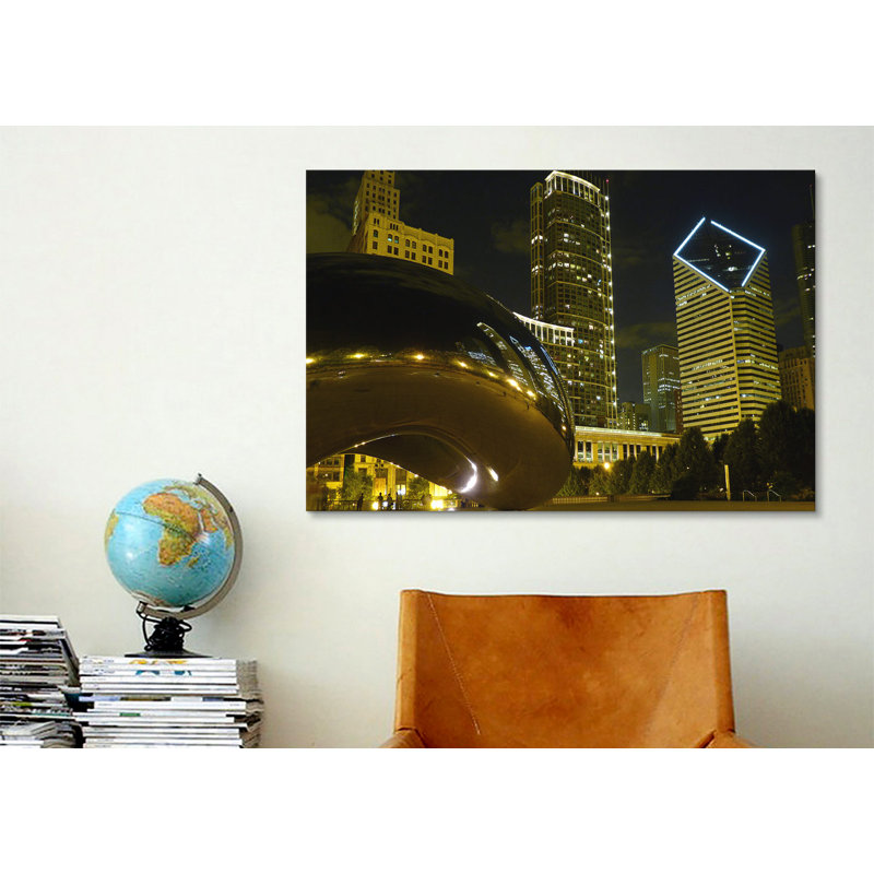 « chicago cloud gate alias the tasse cityscape », reproduction de photo sur toile, H 18 po x l 26 po x P 1,5 po, Pas de tapis