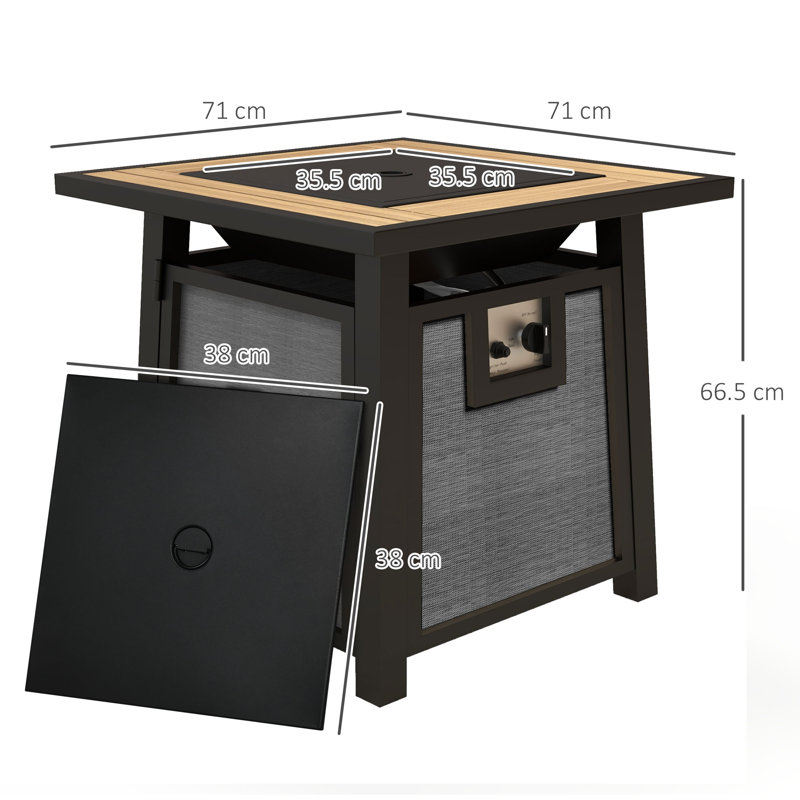 Collingswood Square Propane Smokeless Fire Pit Table with Hidden Fuel Tank